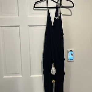 Amazing Black Jumpsuit!! Stretchy comfortable cotton and cute beaded tassel